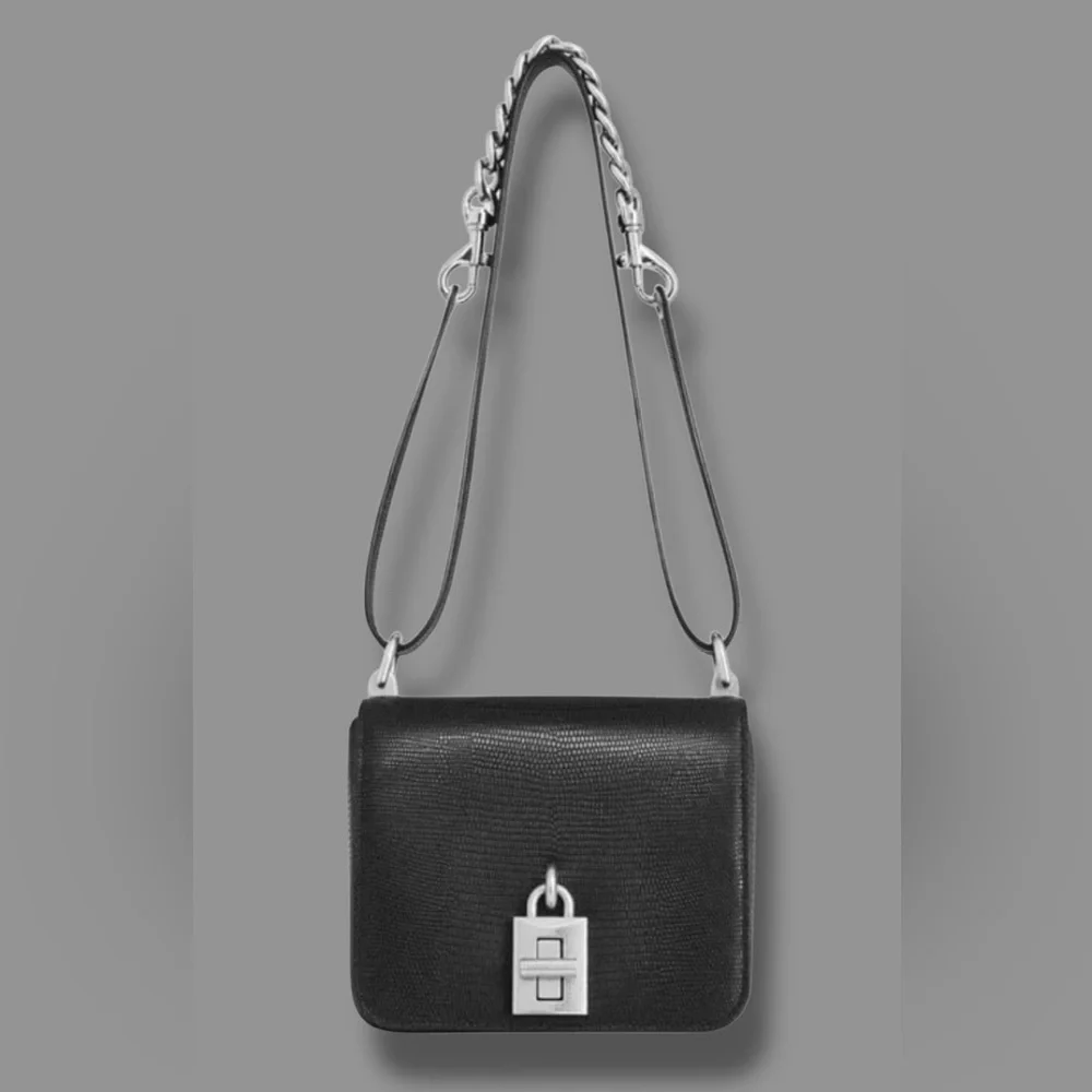 Rebecca Minkoff Lizard-Embossed Leather Crossbody Shoulder Bag w/ Top Handle